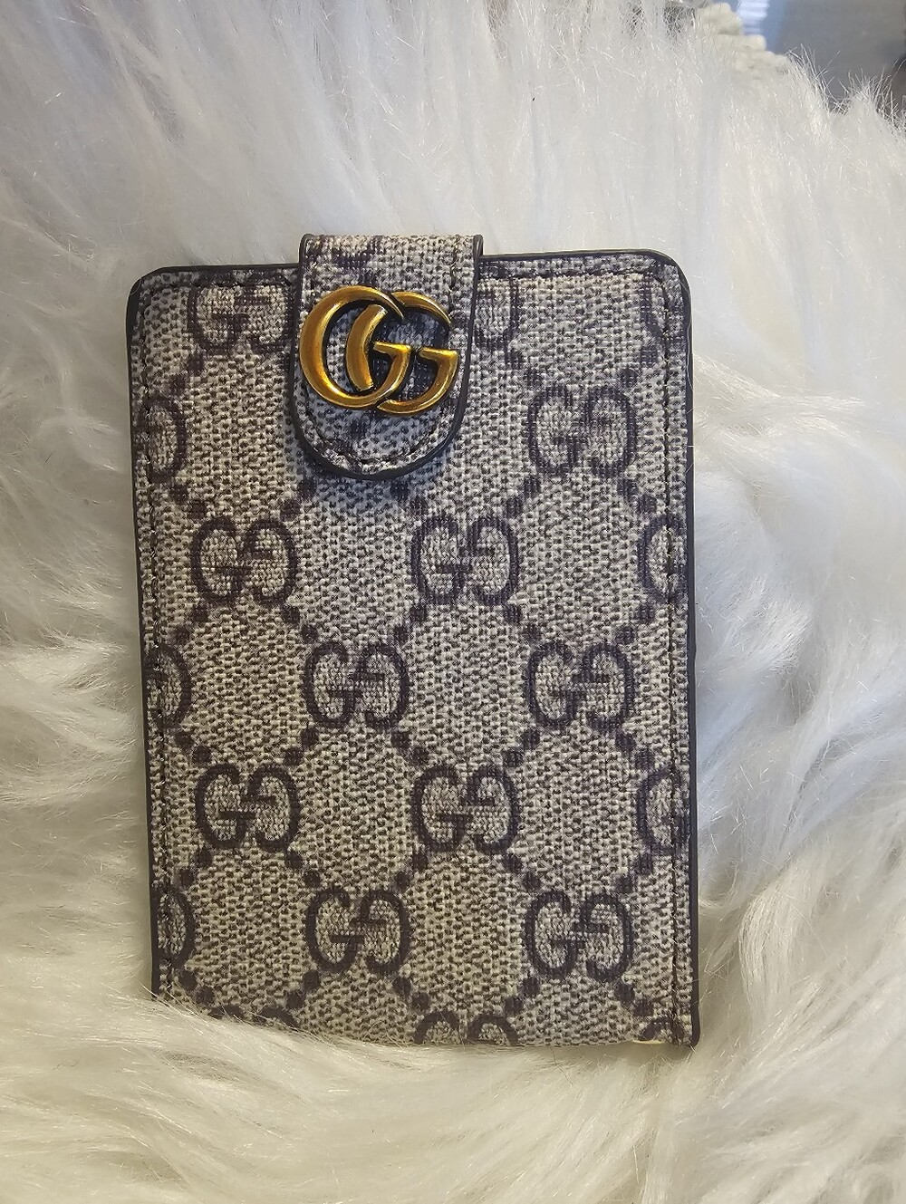 Beige Brown  Card Holder With ID Window